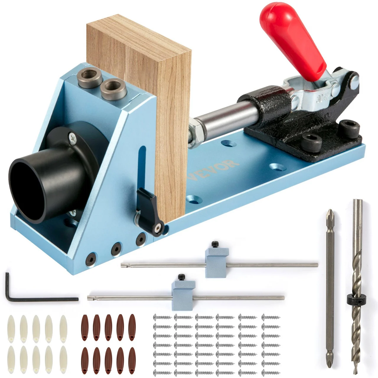 Pocket Hole Jig Kit, Adjustable & Easy to Use Joinery Woodworking System, Aluminum Punch Locator, Wood Guides Joint Angle Tool w/Extension Rod Screws for DIY Carpentry Projects