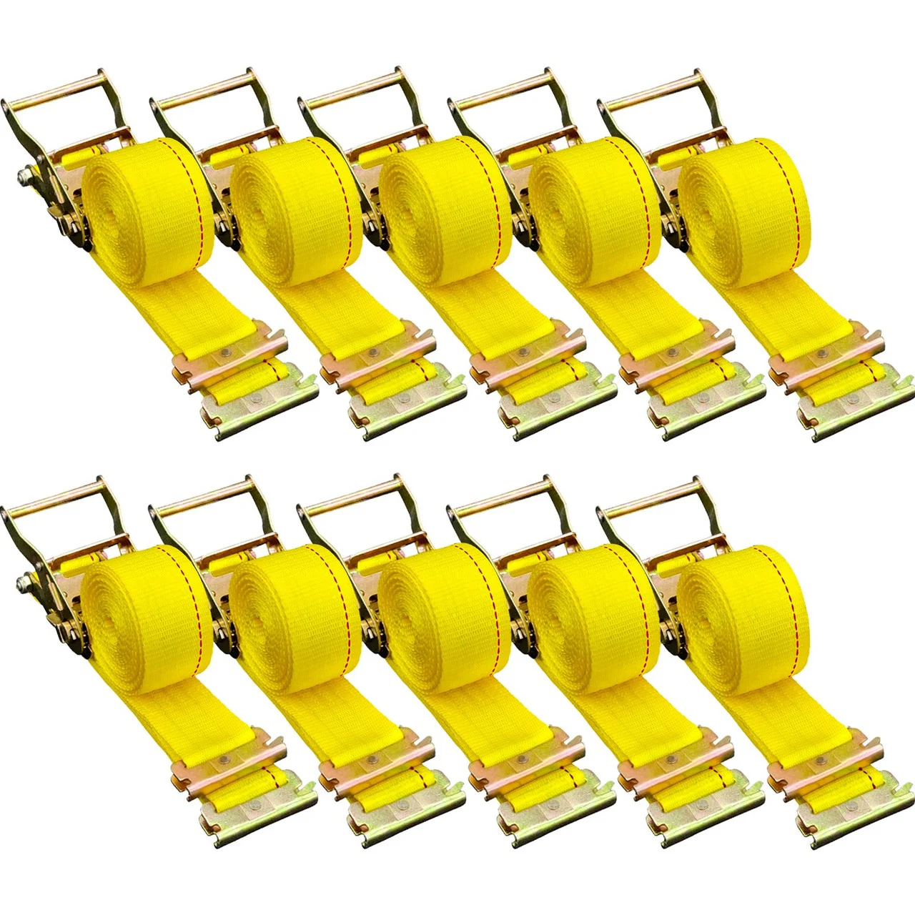 E-Track Ratchet Straps 10-Pack 12' Tie-Down Kit Cargo Van Truck Trailer