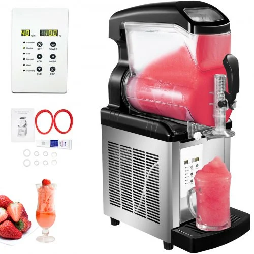 Slushie Machine 2 in 1 Commercial Slushy Machine 6L Temperature -10? to 5? Soft Ice Cream Maker 450W LED Display Automatic Clean Preservation Function for Supermarkets Cafes Restaurants Bars