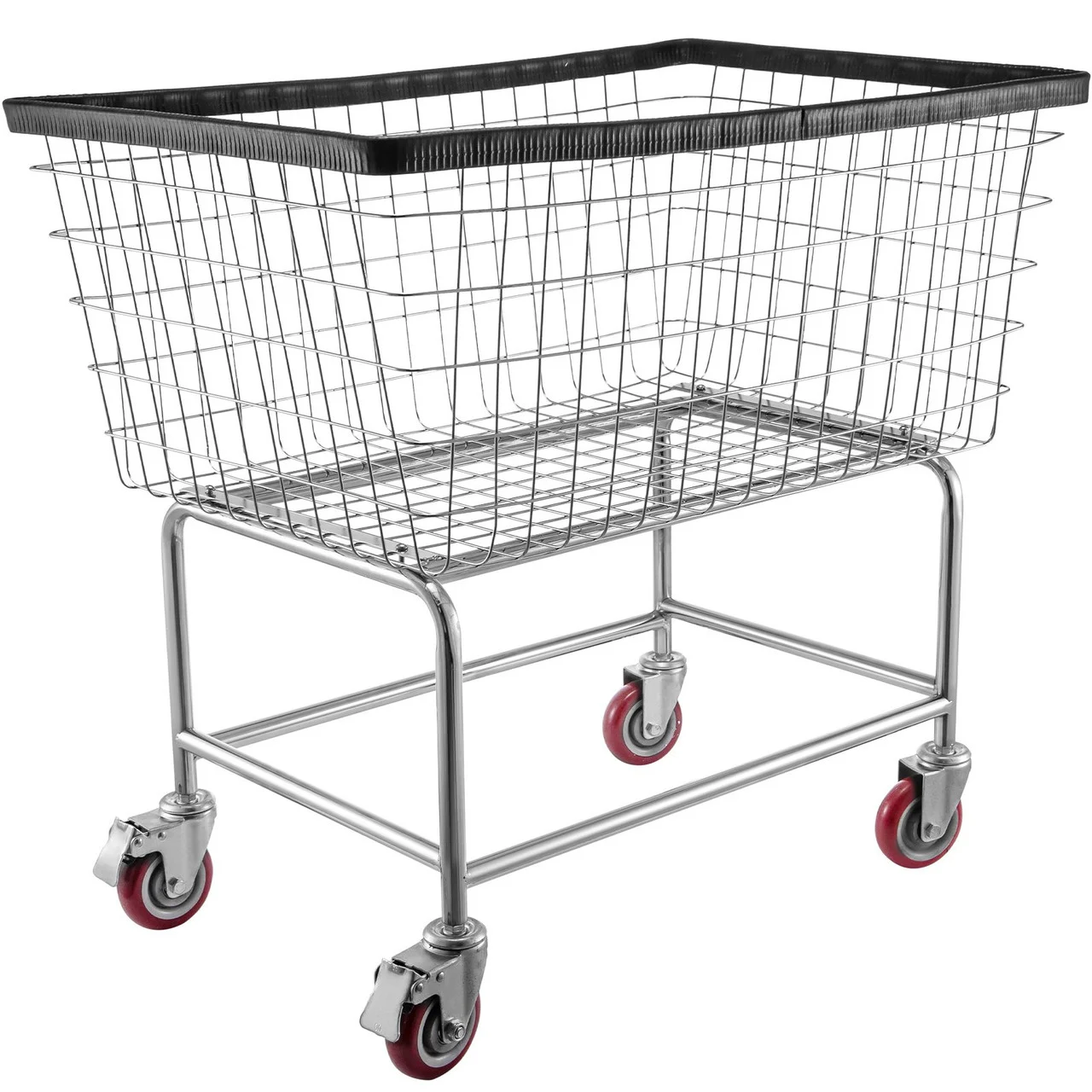 Wire Laundry Cart Wire Laundry Basket 4.5 Bushel Heavy Duty W/ 5'' Wheels
