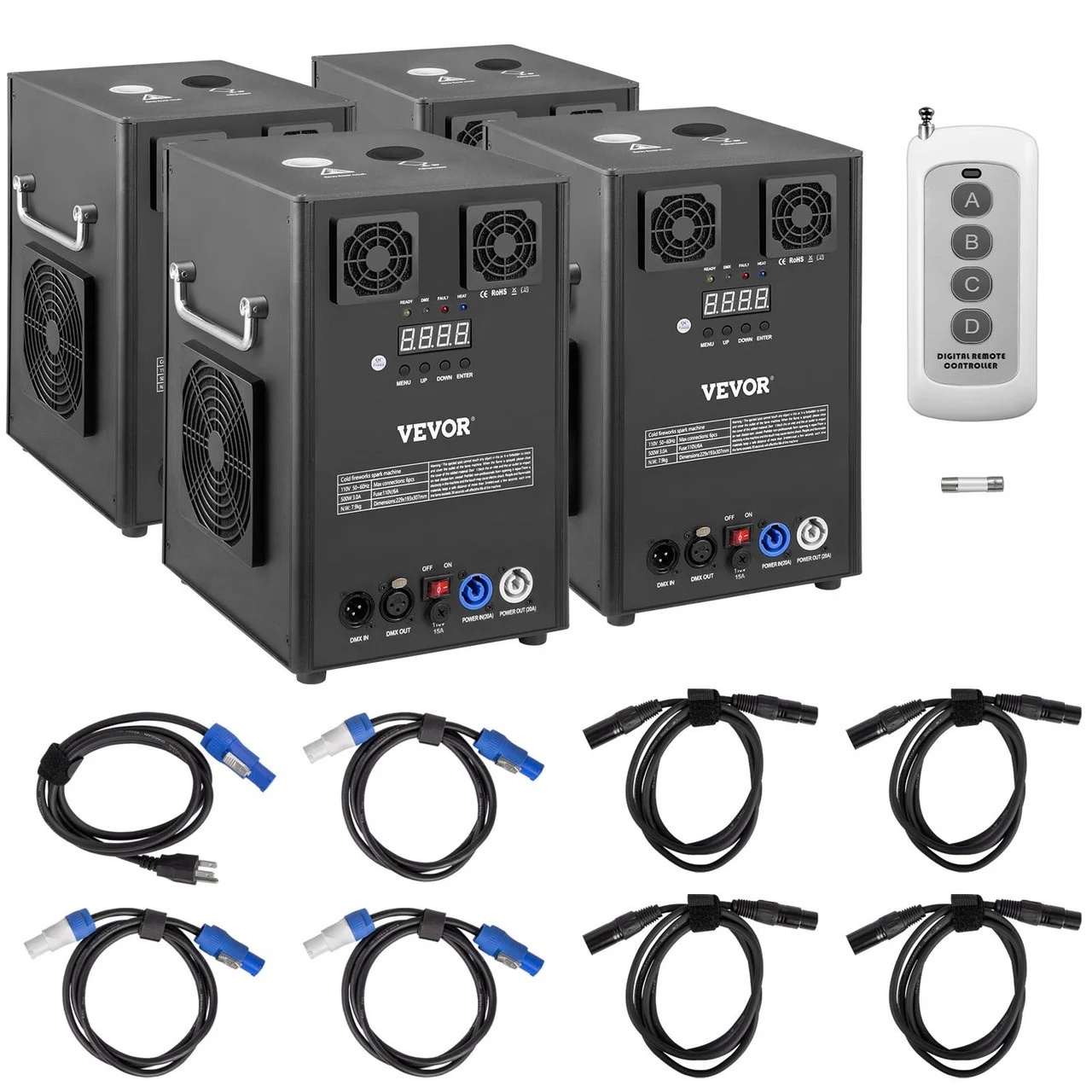 Cold Spark Machine DMX Stage Effect Machine 4pcs 3-16ft Flame Wedding Event Pub