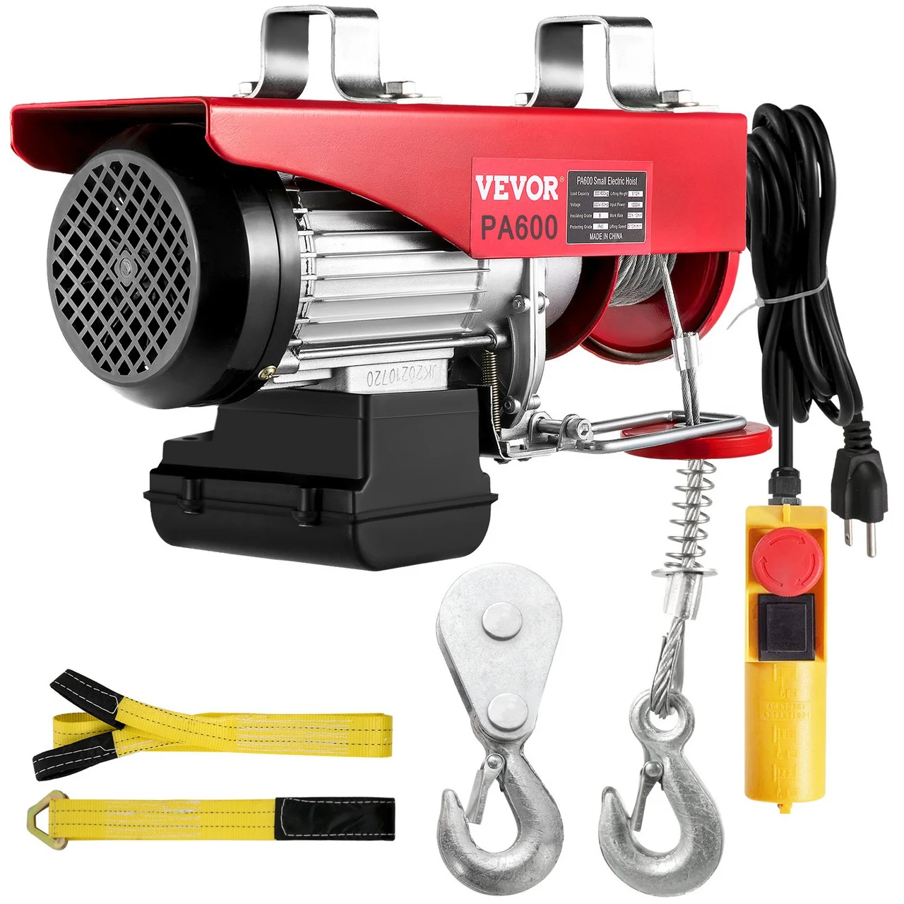 Electric Wire Cable Hoist Winch Crane Lift 1320LBS with 6.6ft Control Cord
