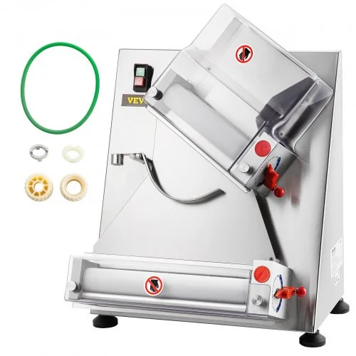 Pizza Dough Roller Sheeter, Max 12" Automatic Commercial Dough Roller Sheeter, 370W Electric Pizza Dough Roller Stainless Steel, Suitable for Noodle Pizza Bread and Pasta Maker Equipment