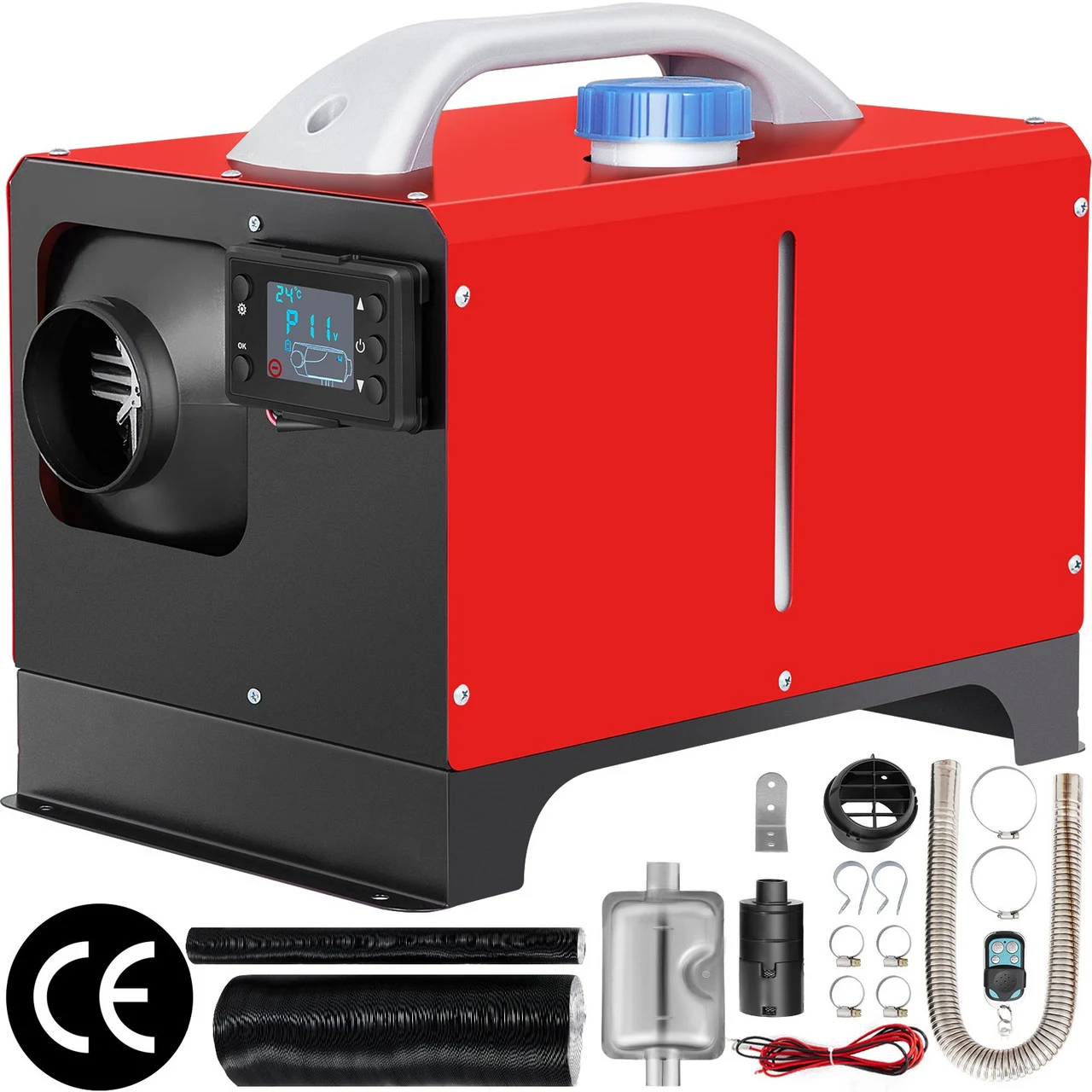 Diesel Air Heater, 5KW 12V Parking Heater, Mini Truck Heater, Single Outlet Hole, with Black LCD, Remote Control, Fast Heating Diesel Heater, For RV Truck, Boat, Bus, Car Trailer, Motorhomes