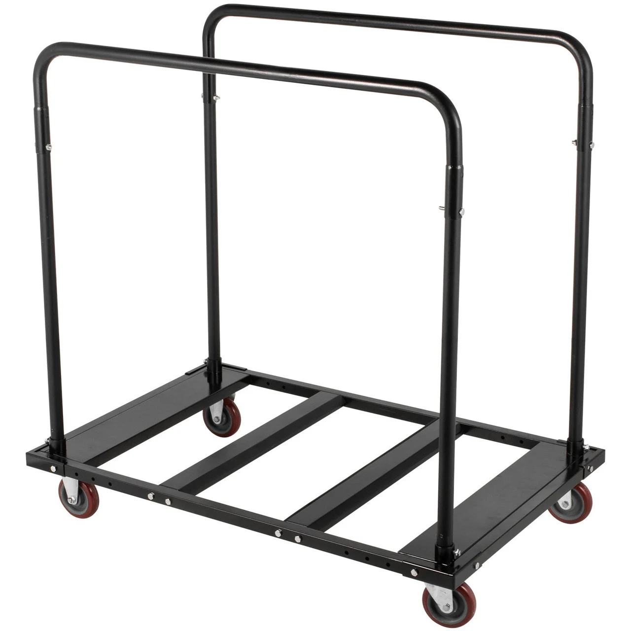 Folding Table Cart Black Table Rack for 60" Round Tables Heavy Duty Table Trolley Black Desk Trolley Steel Frame Rolling Casters Party Event Hotel Furniture 10 Table Capacity
