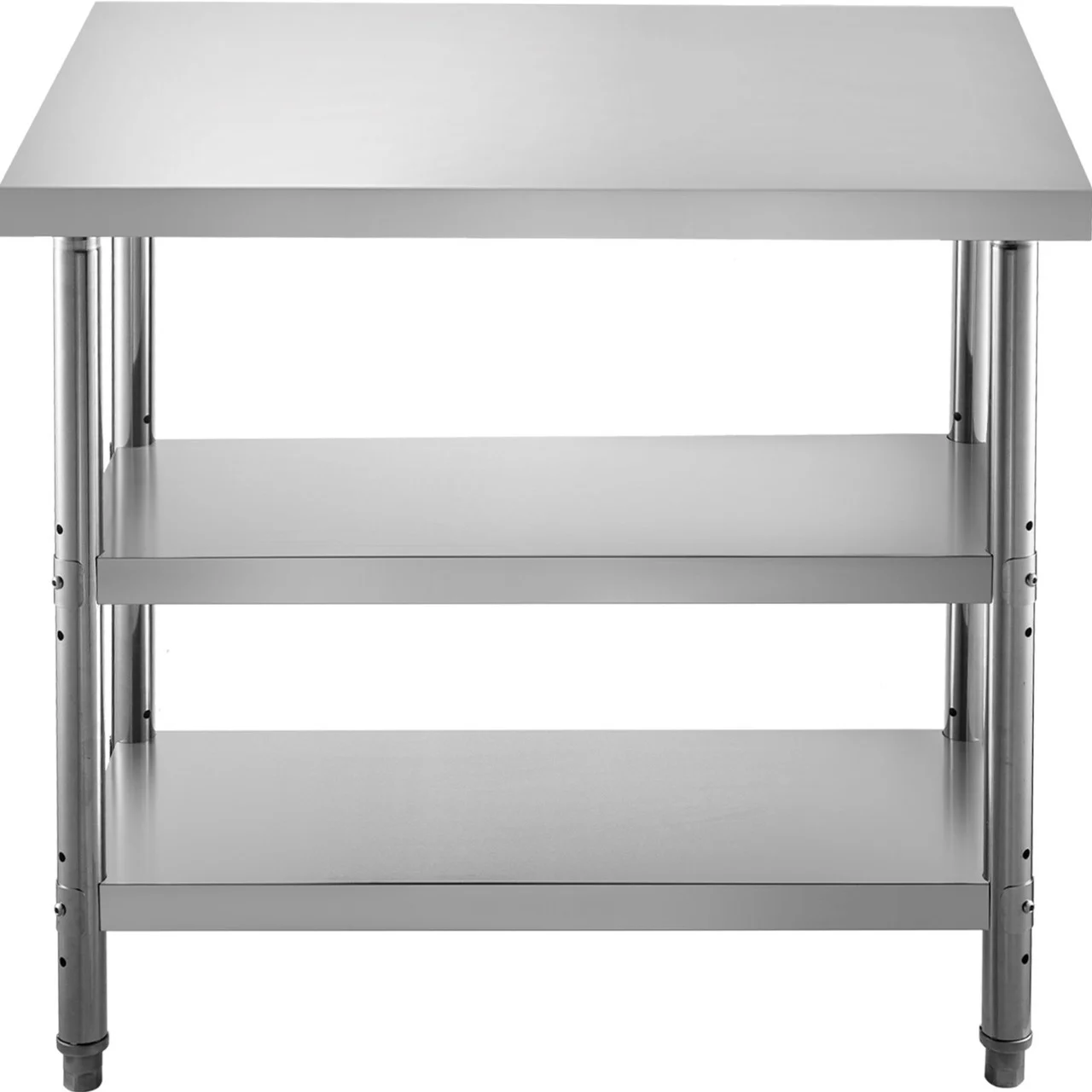 Stainless Steel Prep Table, 60x14x33 in Commercial Stainless Steel Table, 2 Adjustable Undershelf BBQ Prep Table, Heavy Duty Kitchen Work Table, for Garage, Home, Warehouse, and Kitchen Silver