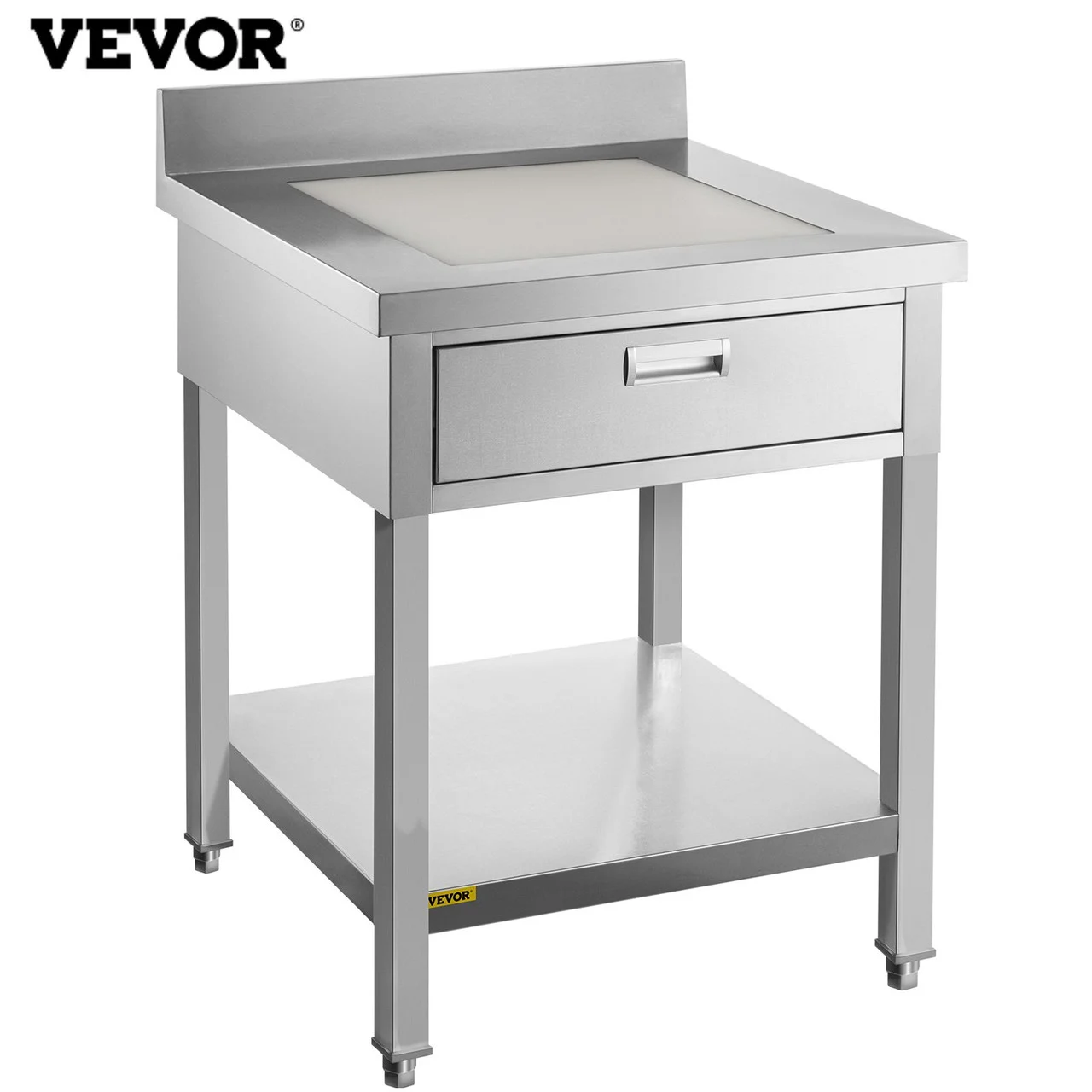 Commercial Food Prep Worktable 24x30 in Stainless Steel Table with Drawer Kitchen Utility Table with Undershelf and Backsplash Kitchen Island 440 Lbs Load Capacity for Restaurant, Home and Hotel