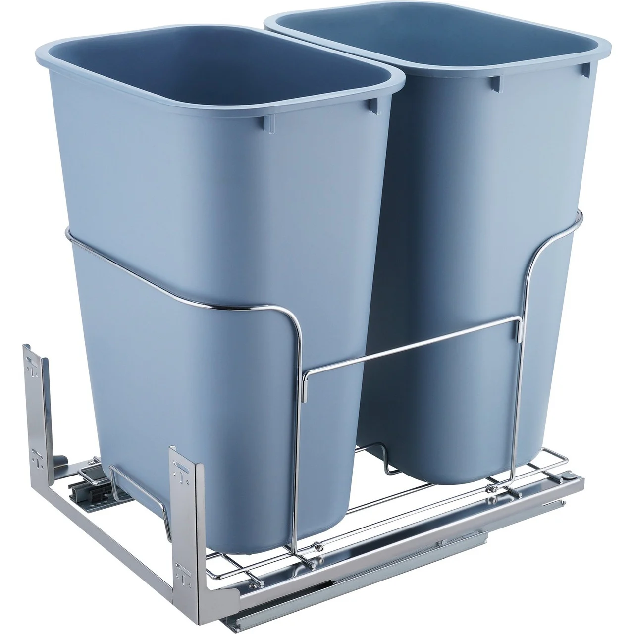 Pull-Out Trash Can, 37Qt Double Bins, Under Mount Kitchen Waste Container with Soft-Close Slides, 44 lbs Load Capacity & Door-Mounted Brackets, Garbage Recycling Bin for Kitchen Cabinet, White