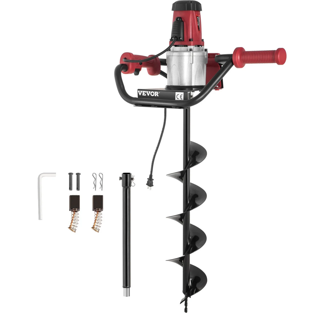 Electric Post Hole Digger, 1500 W 1.6 HP Electric Auger Powerhead w/6" Bit, 39" Drilling Depth, Compatible with Earth Auger bit or Ice Bit, for Post Hole Digging, Drilling, Tree Planting