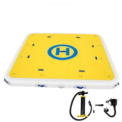 Inflatable Dock Floating Platform, 8 x 6 ft, 3-4 Person Capacity, 6 inches Thick, Swim Dock with Hand Pump, Electric Air Pump & Storage Bag, Drop Stitch PVC Non-Slip Raft for Pool Beach Ocean