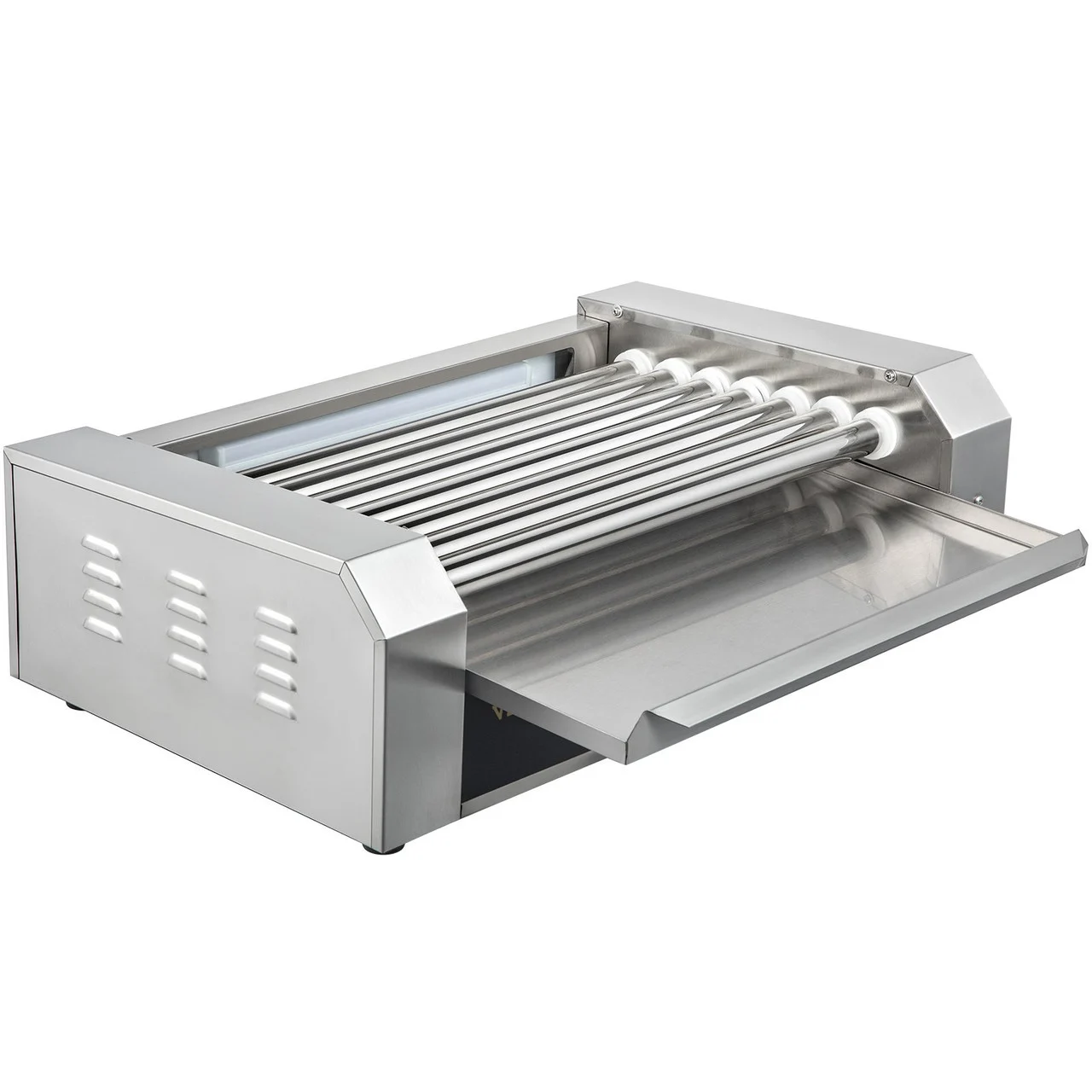 Hot Dog Roller, 18 Hot Dog Capacity 7 Rollers, 1050W Stainless Steel Cook Warmer Machine with Dual Temp Control, LED Light and Detachable Drip Tray, Sausage Grill Cooker for Kitchen Restaurant