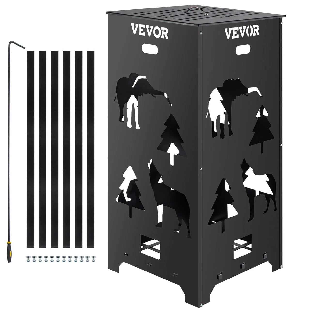 Burn Barrel, 22x22x45 inch Burn Cage, Carbon Steel Cage Incinerator, Incinerator Barrel with Lid and Handle for Outdoors (Discontinued)
