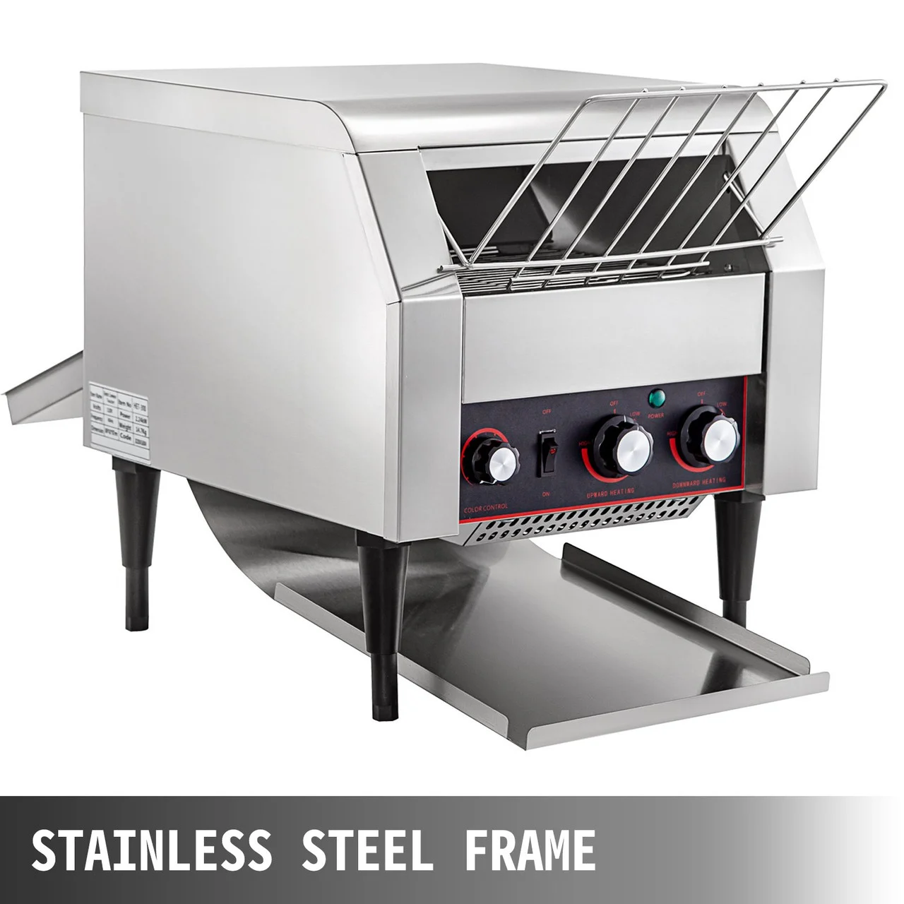 450 Slices/Hour Commercial Conveyor Toaster,2600W Stainless Steel Heavy Duty Industrial Toasters w/ Double Heating Tubes,Countertop Electric Restaurant Equipment for Bun Bagel Bread Baked Food