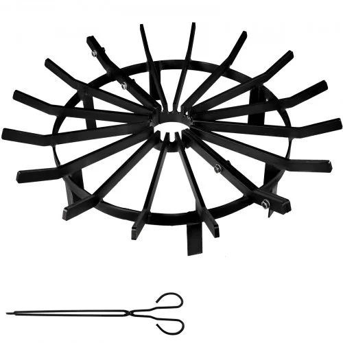 28in Fire Grate Log Grate ,Wagon Wheel Firewood Grates 16 Iron Bars, Fireplace Grates Burning Rack Holder 6 Legs for Indoor Chimney, Hearth Wood Stove and Outdoor Camping Fire Pit