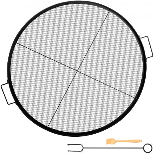 Round Fire Pit Grate, 31" Diameter Fire Pit Grill Grate, X-Marks Round Grill Grate, Black Steel Fire Grate, Fire Pit Cooking Grate with Handles, Fire Grill Grate for Outdoor Fire Pit, Campfire