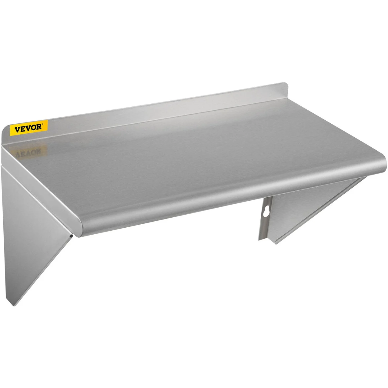 Stainless Steel Wall Shelf, 12'' x 24'', 110 lbs Load Heavy Duty Commercial Wall Mount Shelving w/ Backsplash and 2 Brackets for Restaurant, Home, Kitchen, Hotel, Laundry Room, Bar