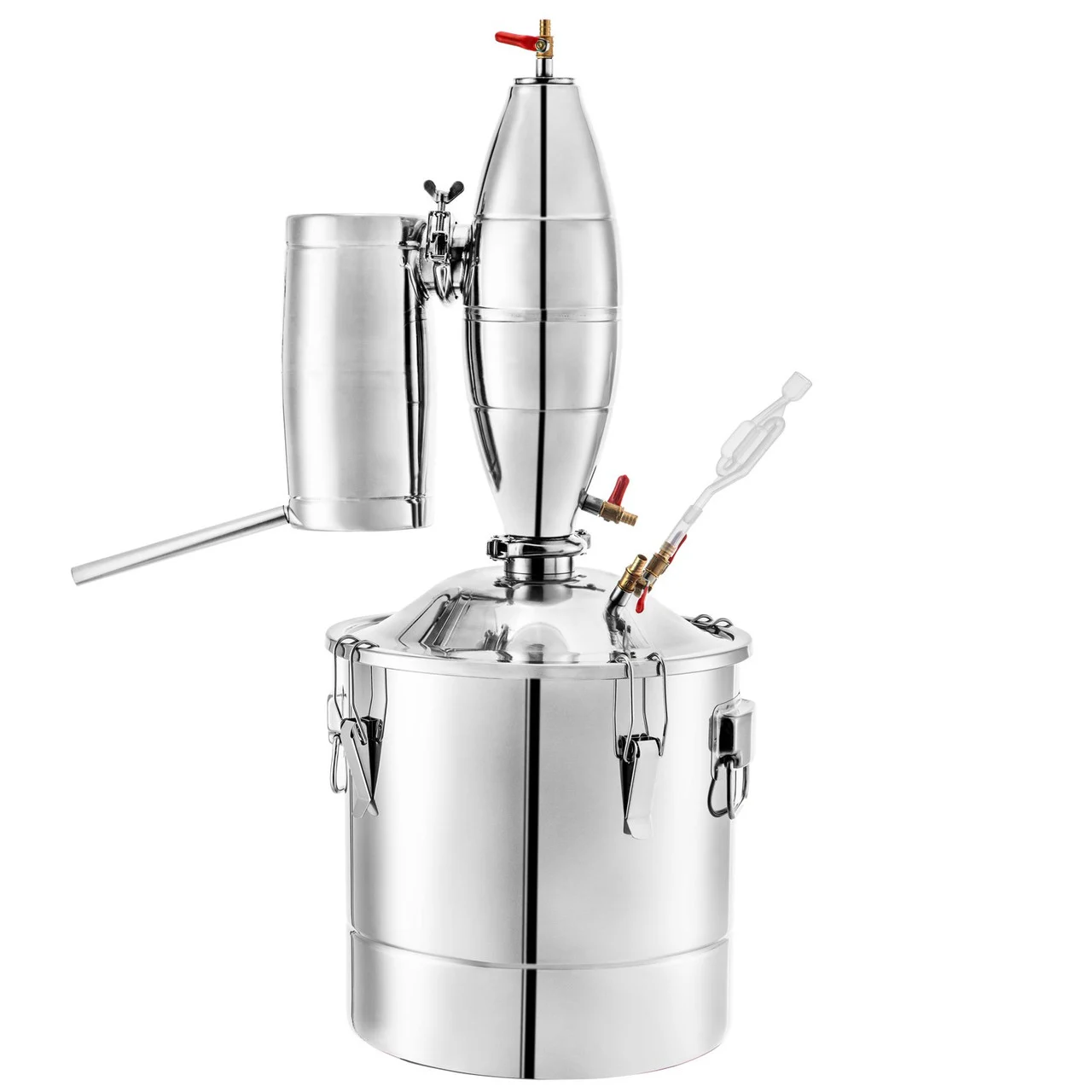 50L 13.2Gal Water Alcohol Distiller 304 Stainless Steel Alcohol Still Wine Making Boiler Home Kit with Thermometer for Whiskey Brandy Essential, Sliver