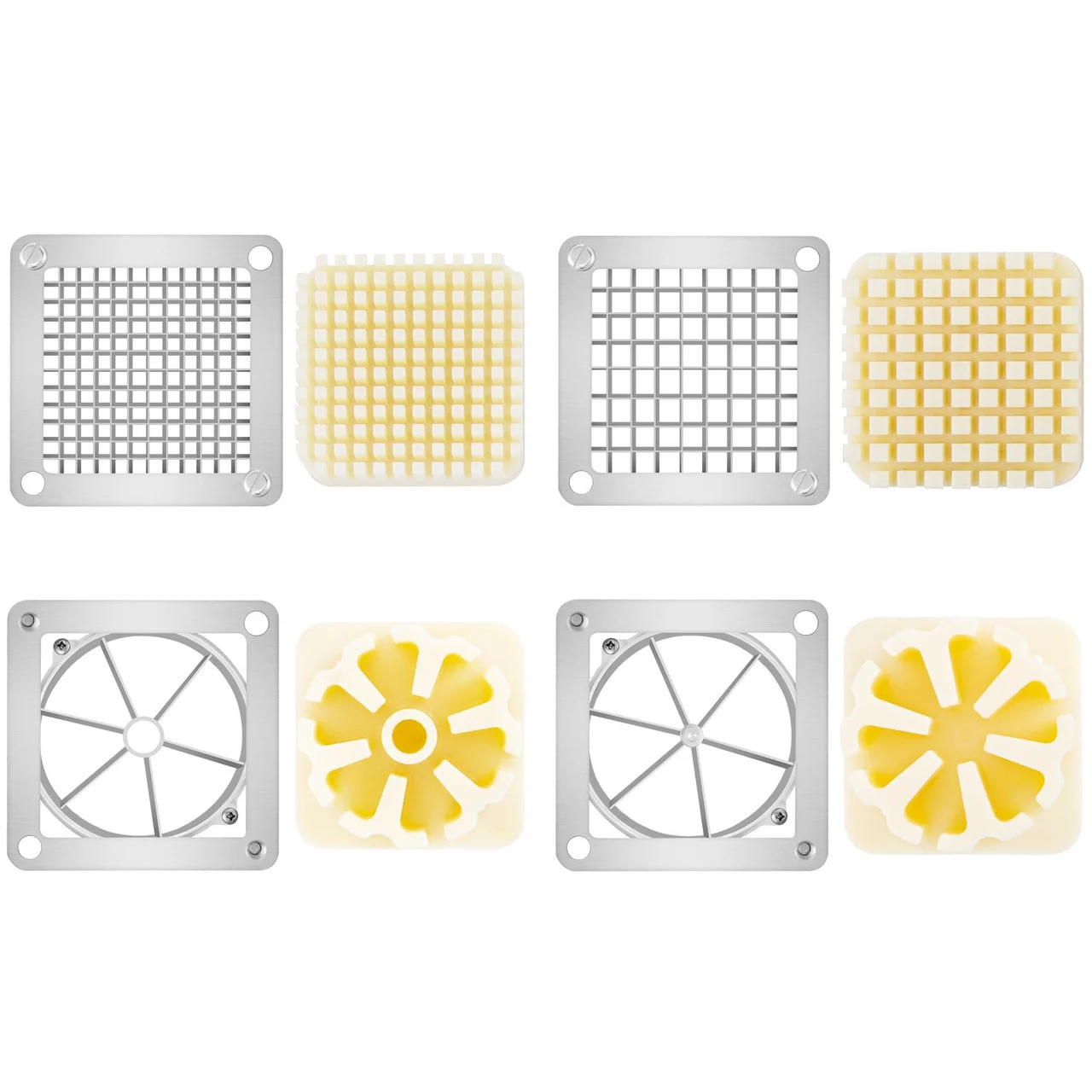 Commercial French Fry Cutter with 4 Replacement Blades, 1/4 and 3/8 Blade Easy Dicer Chopper, 6-wedge Slicer and 6-wedge Apple Corer, Lemon Potato Cutter for French Fries with Extended Handle