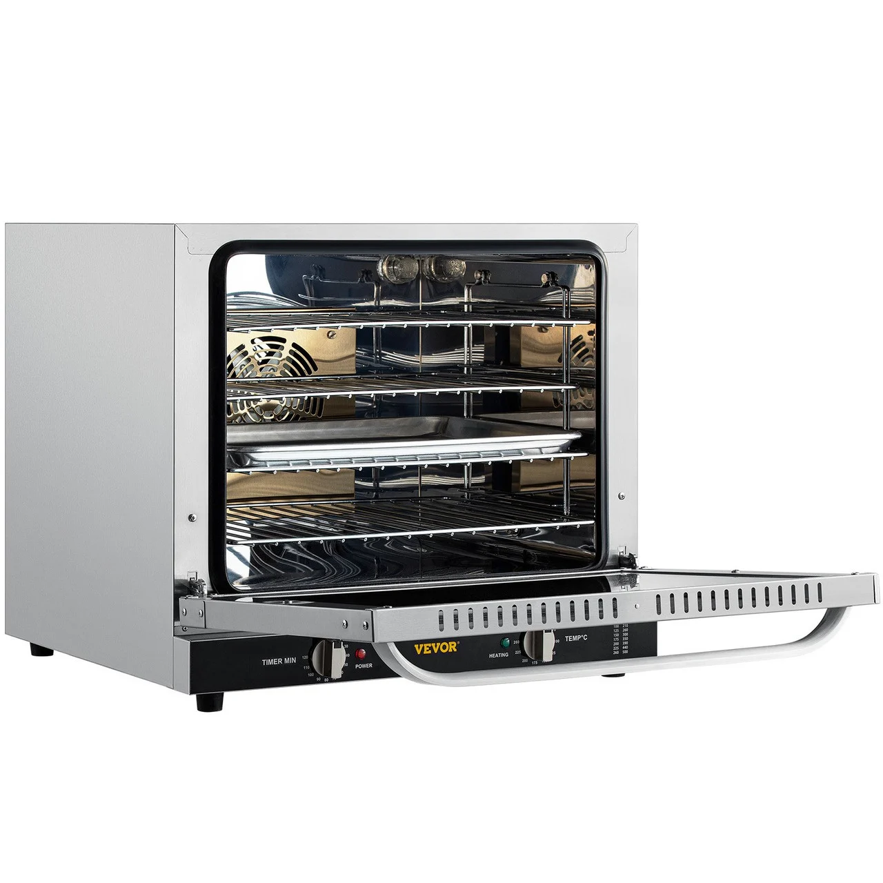 Commercial Convection Oven, 66L/60Qt, Half-Size Conventional Oven Countertop, 1800W 4-Tier Toaster w/ Front Glass Door, Electric Baking Oven w/ Trays Wire Racks Clip Gloves, 120V, ETL Listed