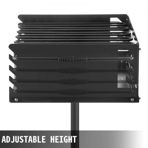 Outdoor Park Style Grill 25x17x11 Inch with Grate, Single Post Carbon Steel BBQ Grill 50 Inch Height Pole, Heavy Duty Park Style Charcoal Grill for BBQ, Camping or Backyard