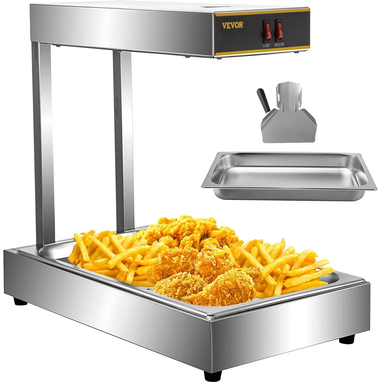 110V French Fry Food Warmer 22"x13", 1000W French Fry Heat Lamp,Stainless Steel Heat Lamp Warmer 86-185?, Food Warmer Diaplay for French Fry, Heat Lamp Commercial for Fry Chicken