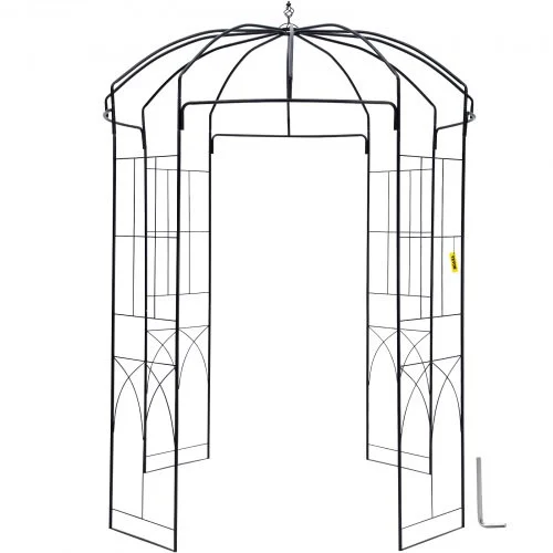 Birdcage Shape Garden Arbor,8' High x 5.2' Wide, Heavy Duty Wrought Iron Arbor, Wedding Arch Trellis for Climbing Vines in Outdoor Garden, Lawn, Backyard, Patio, Black