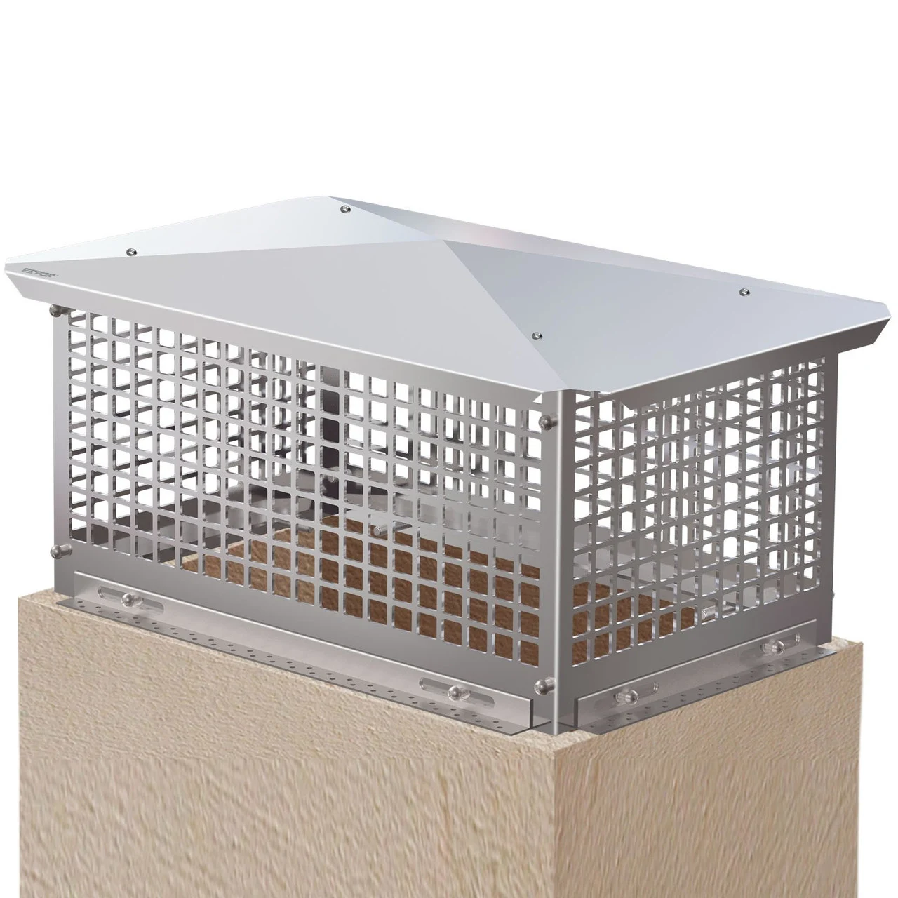 Chimney Cap, 13" x 21" Flue Caps, 304 Stainless Steel Fireplace Chimney Cover, Adjustable Metal Spark Arrestor with Bolts Screws, Mesh Chimney Flue Cover for Outside Existing Clay Flue Tile