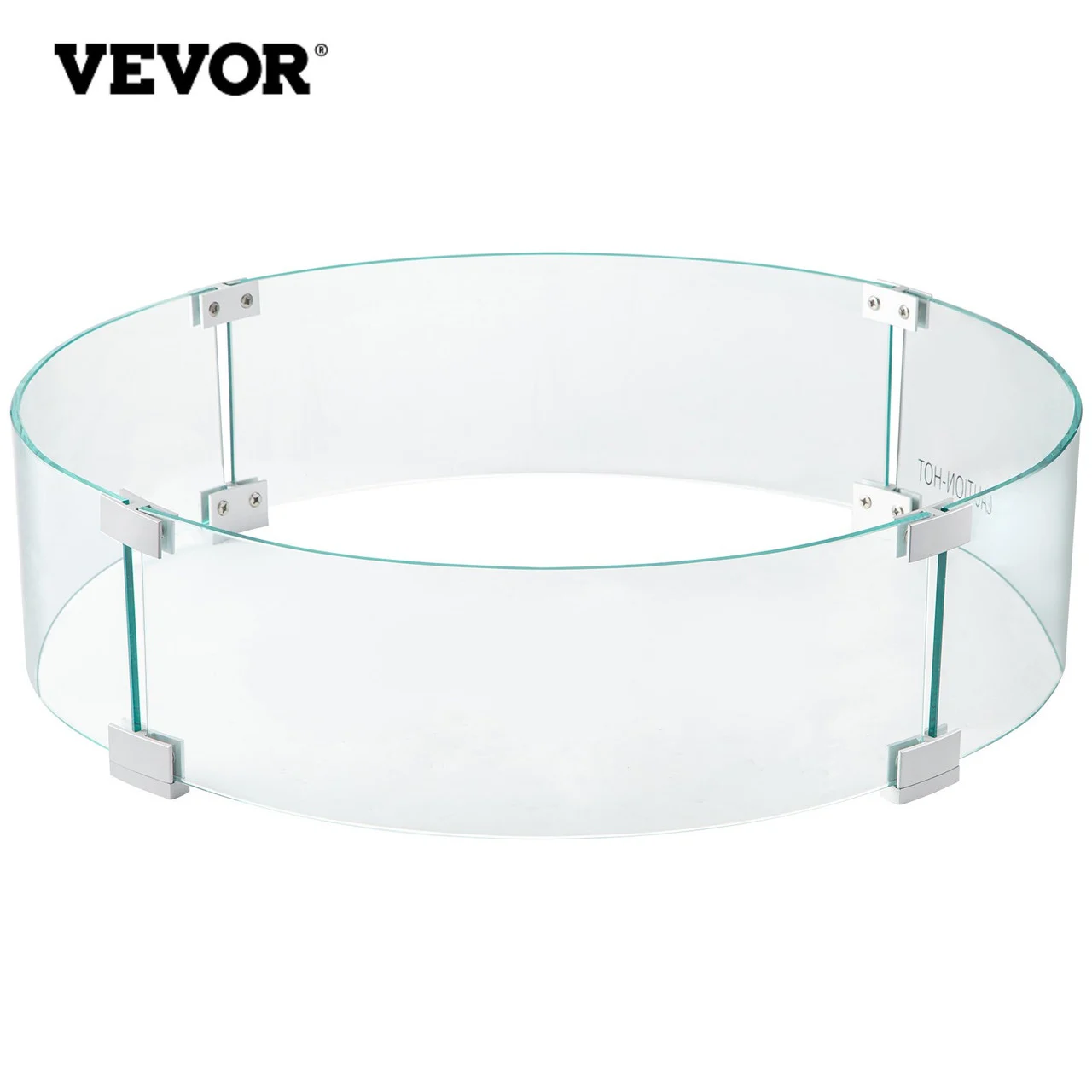 Fire Pit Wind Guard, 23 x 23 x 8 Inch Glass Flame Guard, Round Glass Shield, 1/4-Inch Thick Fire Table, Clear Tempered Glass Flame Guard, Aluminum Alloy Feet for Propane, Gas, Outdoor
