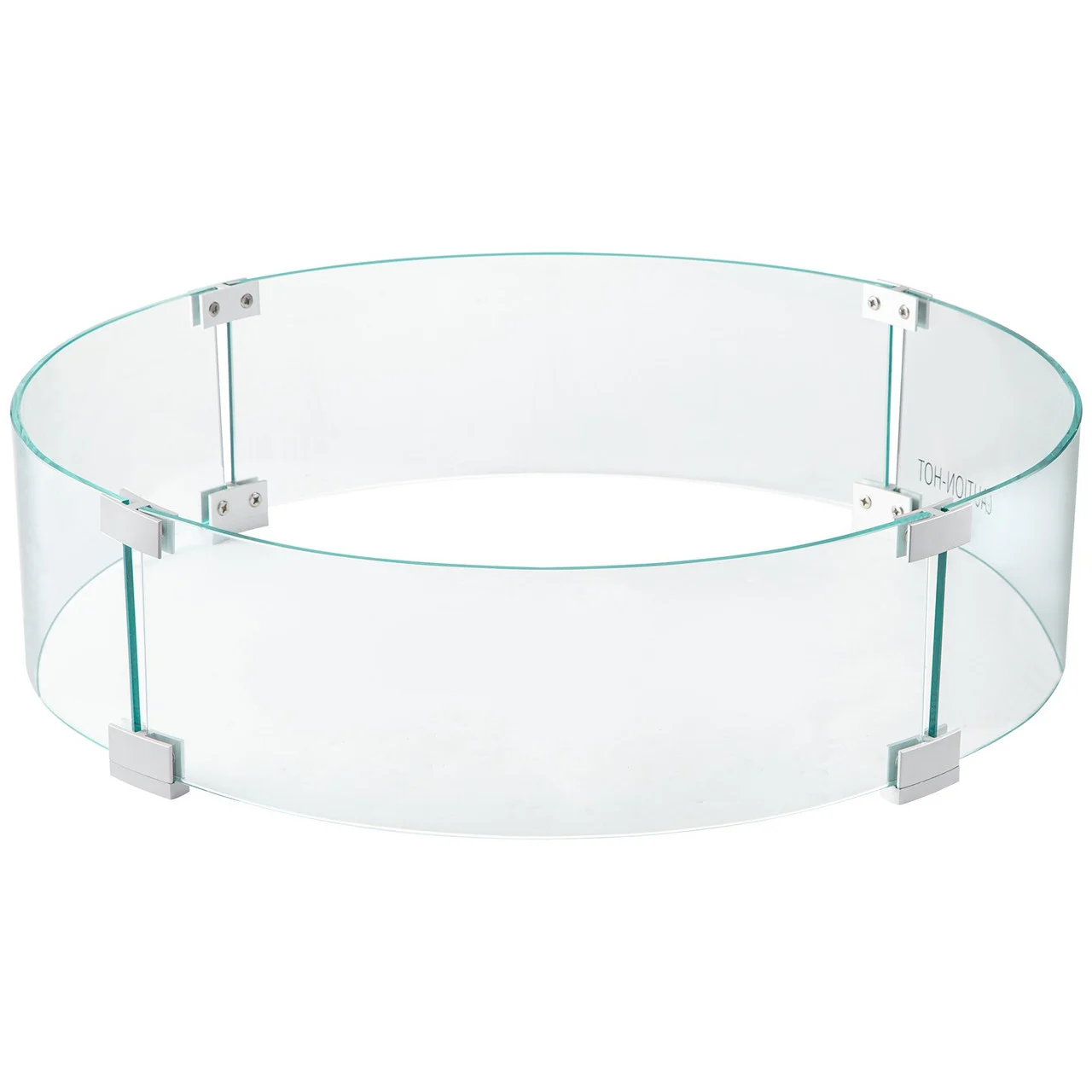 Fire Pit Wind Guard, 26 x 26 x 6 Inch Glass Flame Guard, Round Glass Shield, 1/4-Inch Thick Fire Table, Clear Tempered Glass Flame Guard, Aluminum Alloy Feet for Propane, Gas, Outdoor