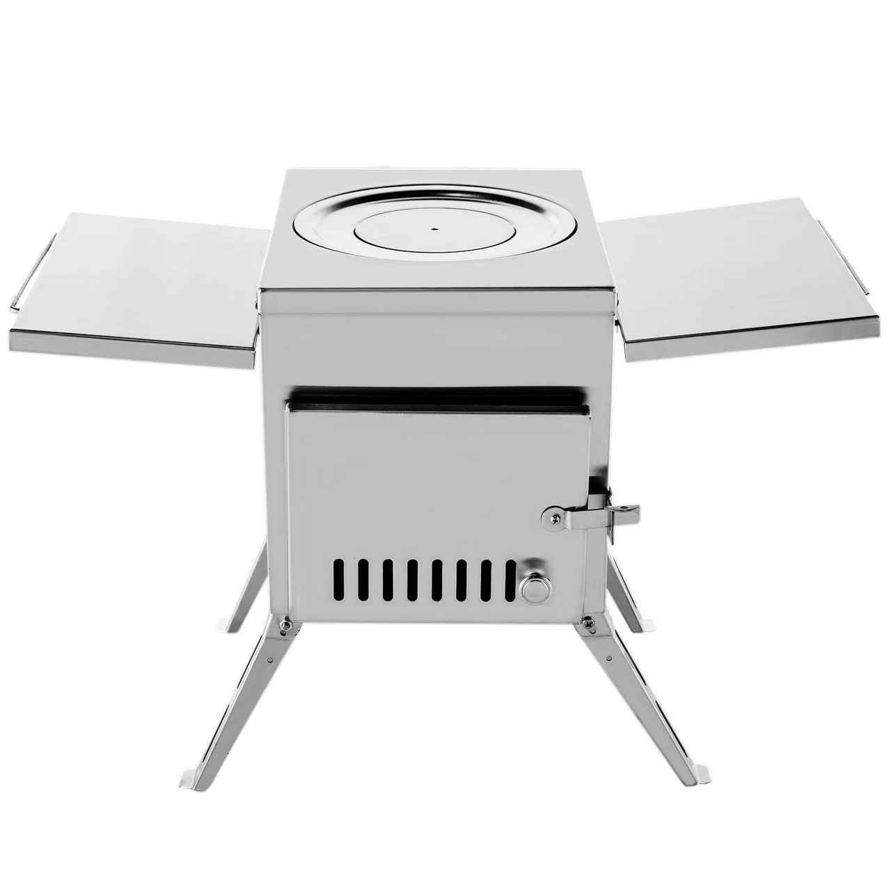 Tent Wood Stove 17.5x14.7x10.6 inch, Camping Wood Stove 304 Stainless Steel With Folding Pipe, Portable Wood Stove 95.7 inch Total Height For Camping, Tent Heating, Hunting, Outdoor Cooking
