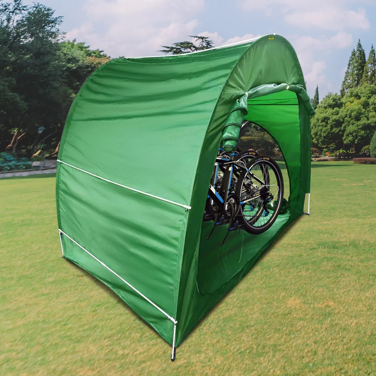 Bike Cover Storage Tent, 420D Oxford Fabric Portable for 4 Bikes, Outdoor Waterproof Anti-Dust Bicycle Storage Shed, Heavy Duty for Bikes, Lawn Mower, and Garden Tools, w/ Carry Bag, Green
