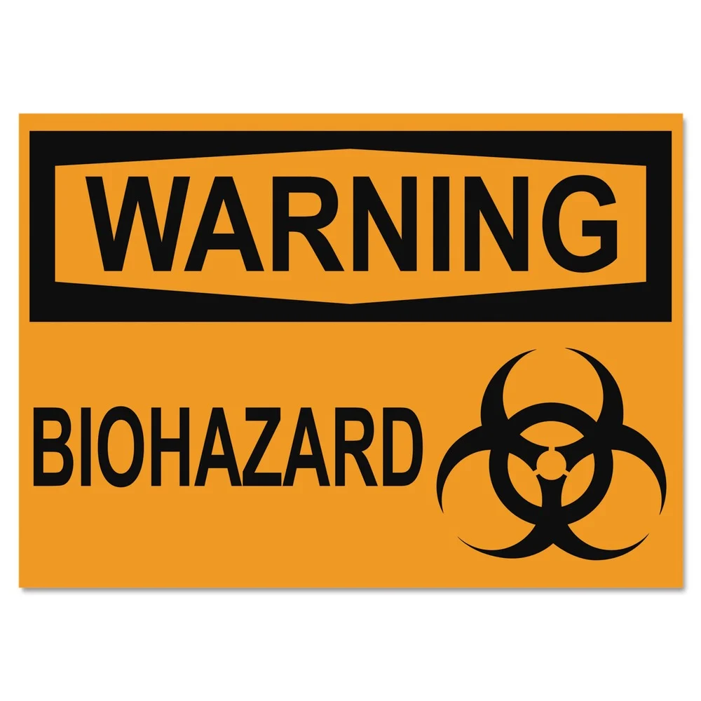 Headline Sign 10 in. x 14 in. WARNING BIOHAZARD OSHA Safety Signs - Orange/Black
