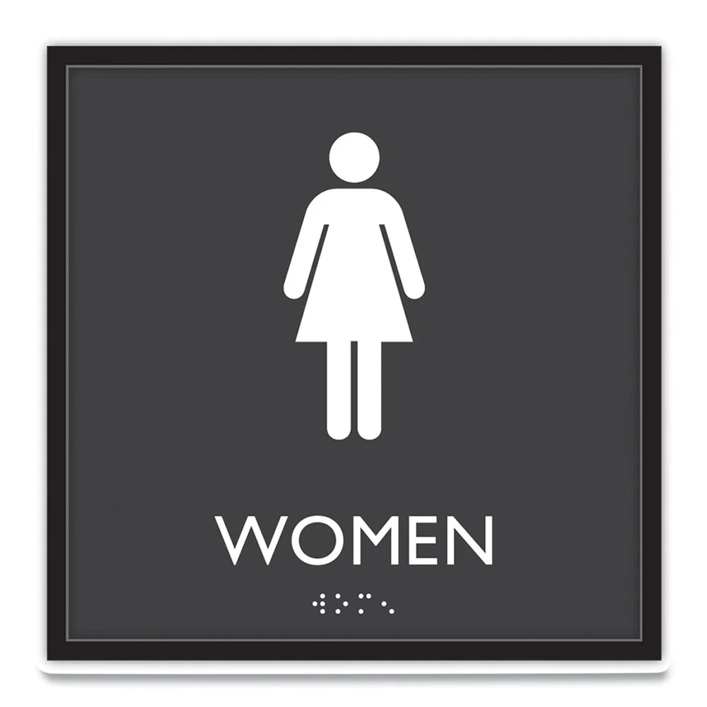 Headline Sign 8 in. x 8 in. Women Plastic ADA Sign - Clear/White