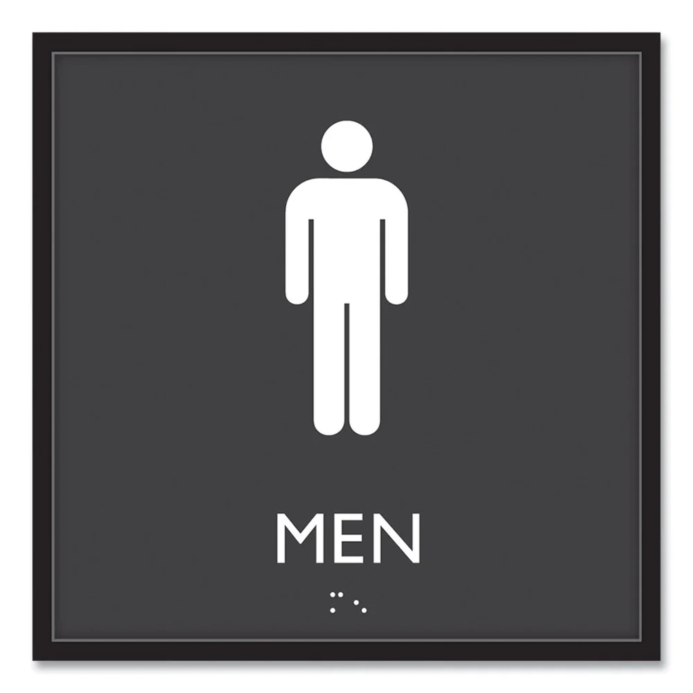 Headline Sign 8 in. x 8 in. Men Plastic ADA Sign - Clear/White