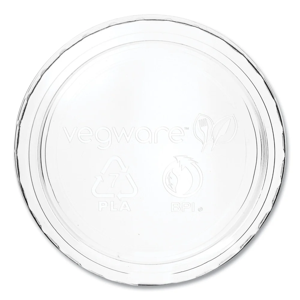 Vegware 2 oz. - 4 oz. Compostable Plastic Portion Pot Lids - Clear (2000/Carton)