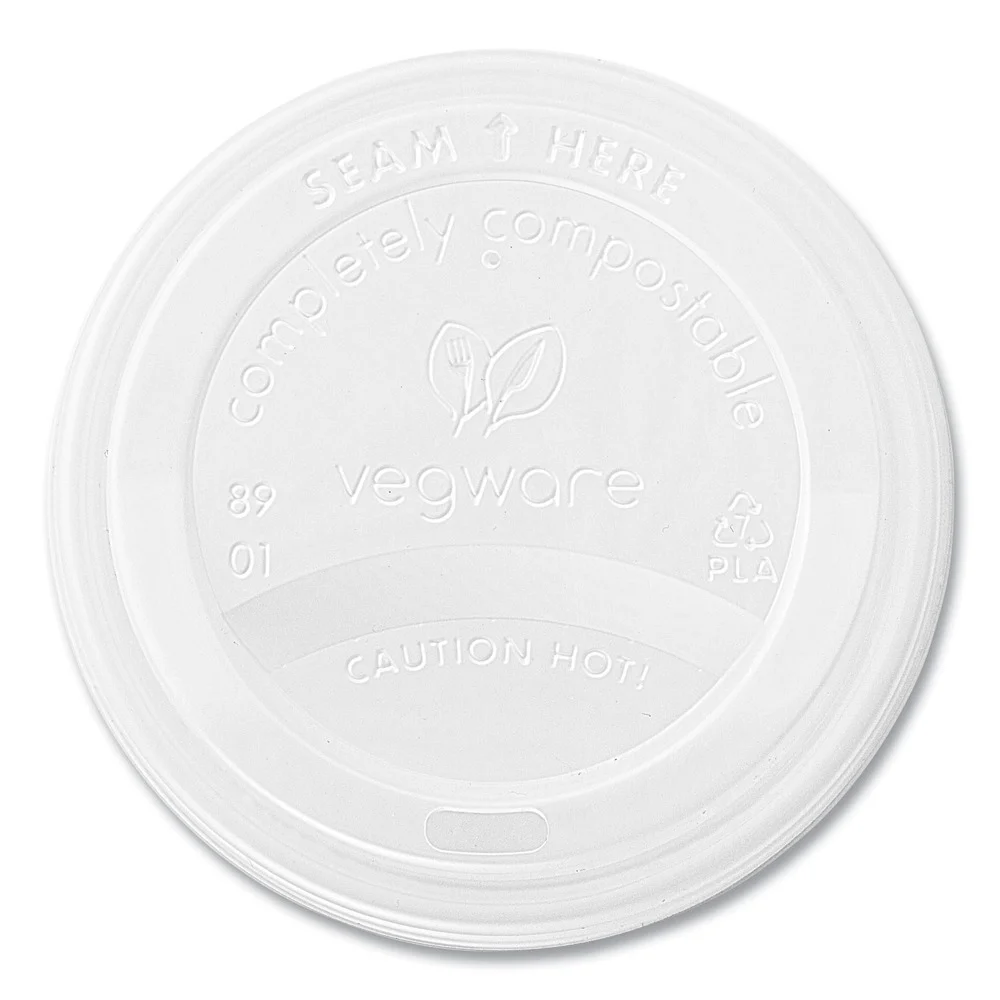 Vegware 89 Series Compostable Hot Cup Lids - White (1000/Carton)