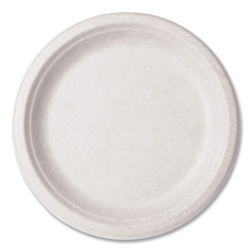 Vegware VW-P013NFA 9 in. Diameter Nourish Molded Compostable Fiber Plate Tableware - White (500/Carton)