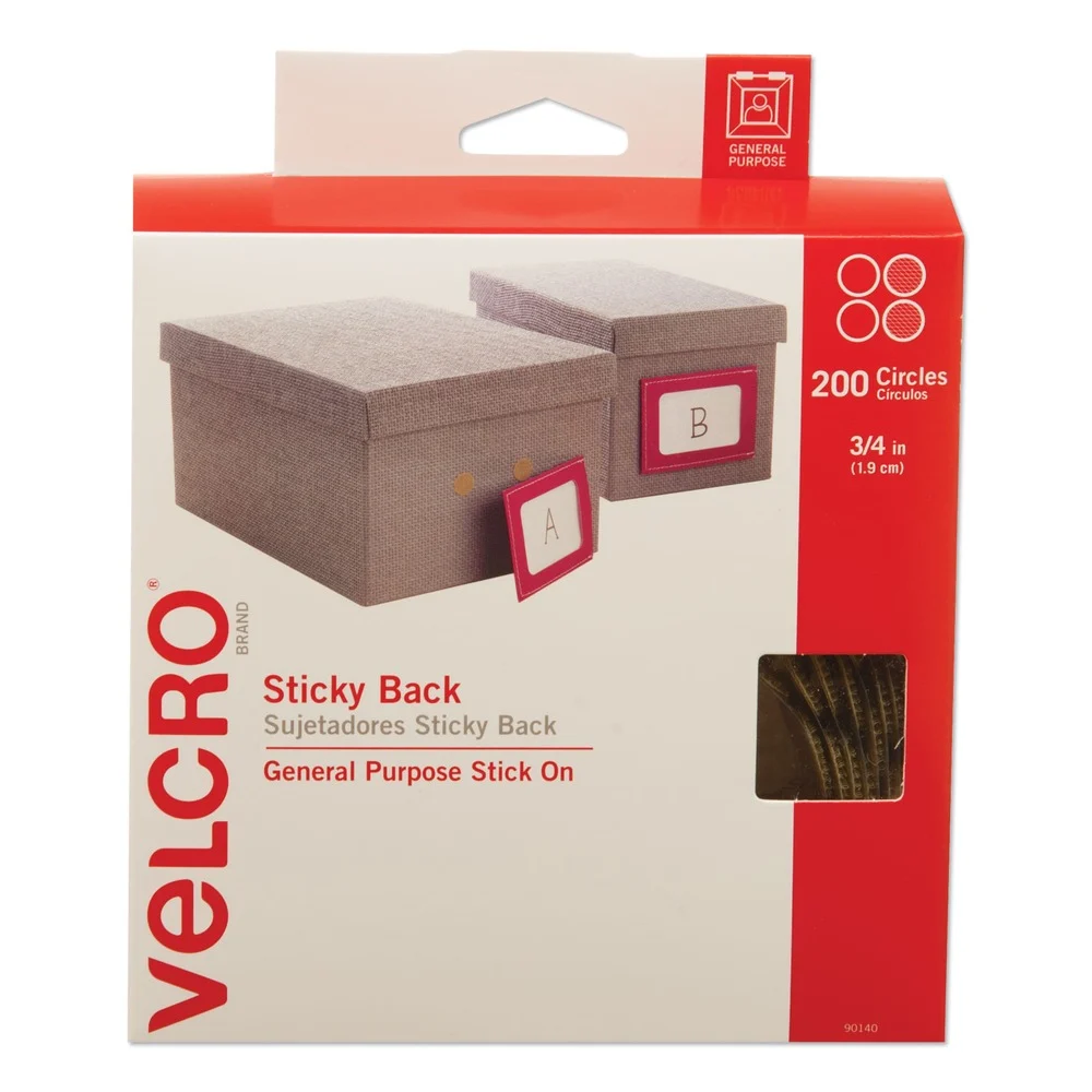 Velcro 0.75 in. Diameter Removable Adhesive Sticky-Back Fasteners with Dispenser Box - Beige (1-Roll)