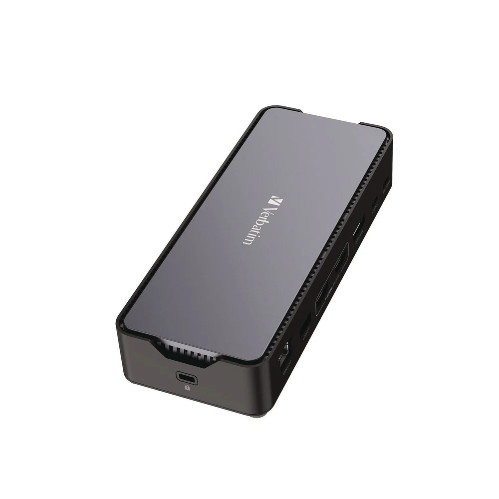 Verbatim 32173 15-in-1 SSD Enclosure Audio/DisplayPort/HDMI/Micro SD/NVMe/RJ45/SD/USB-A/USB-C/SATA USB-C Pro Docking Station - Gray