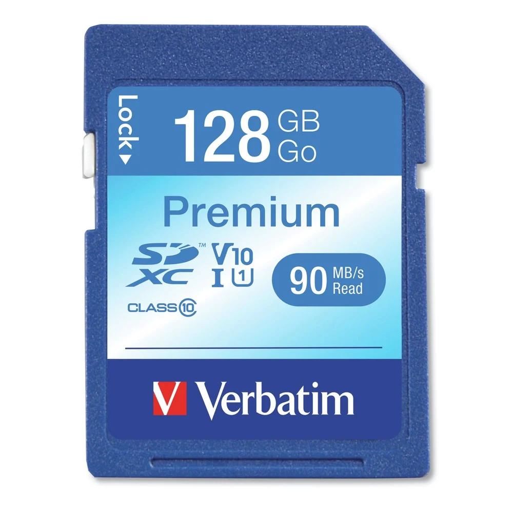 Verbatim UHS-I V10 U1 Class 10 Up to 90 mb/s Read Speed 128 GB Premium SDXC Memory Card