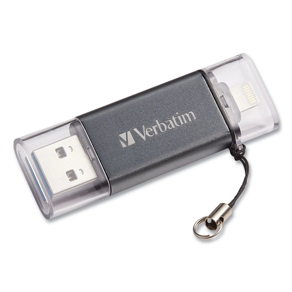 Verbatim 64 GB Store 'n' Go Dual USB 3.0 Flash Drive for Apple Lightning Devices - Graphite