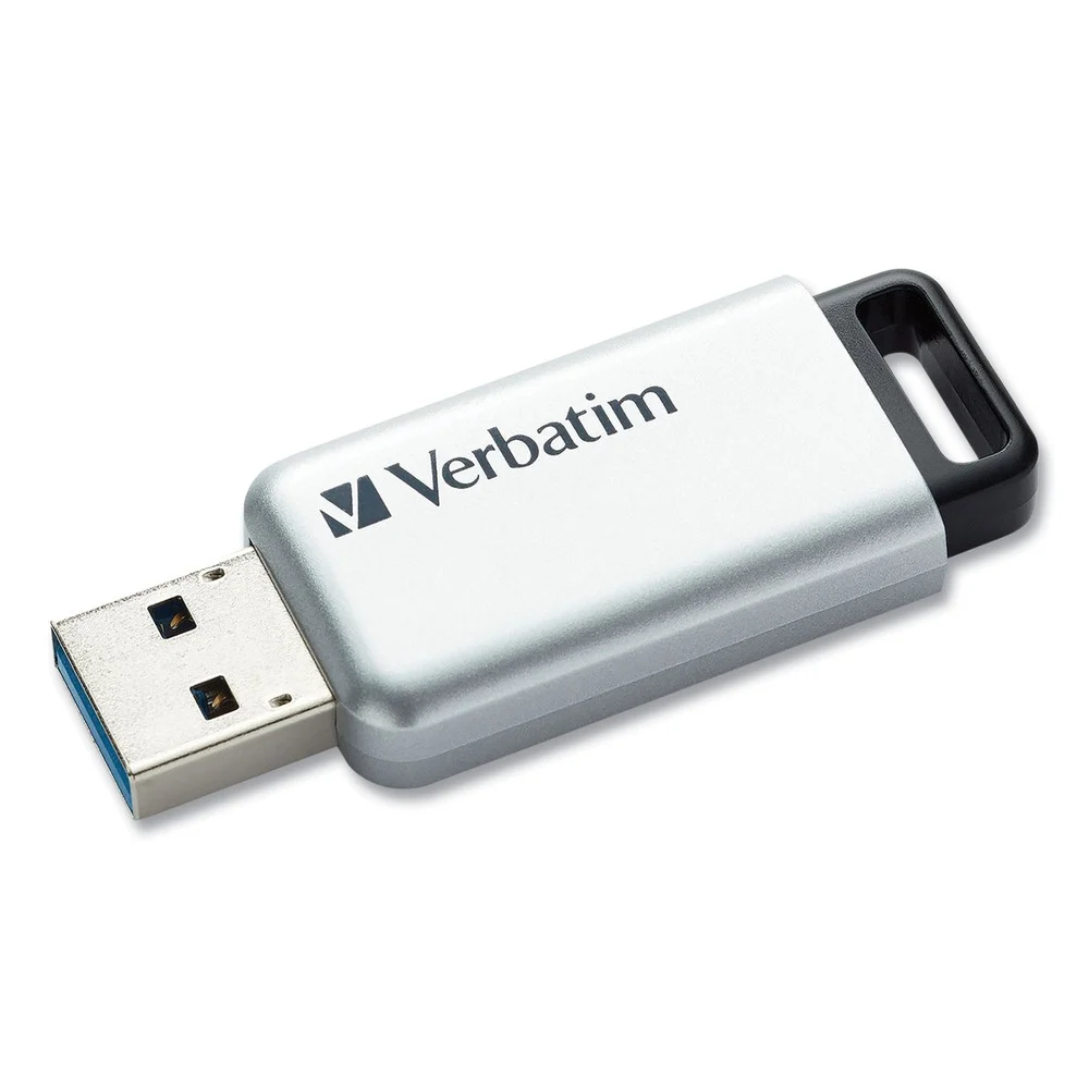 Verbatim 128 GB Store 'n' Go Secure Pro USB Flash Drive with AES 256 Encryption - Silver