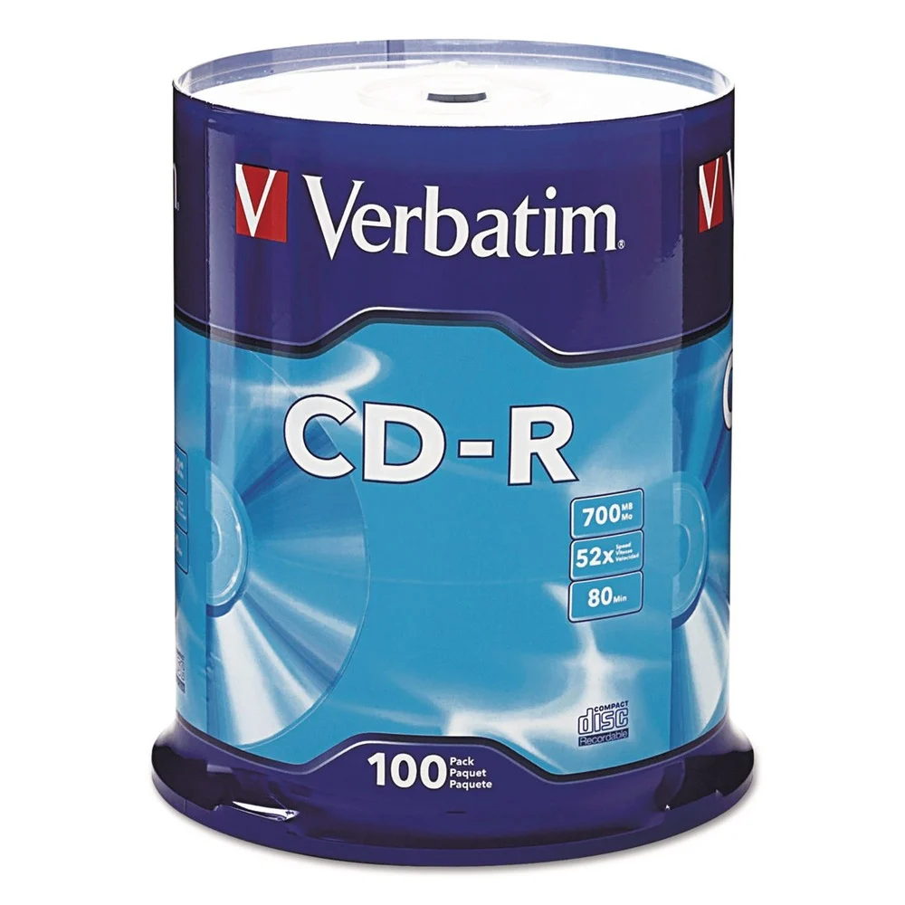Verbatim CD-R 700 MB/80 min Recordable Disc - Silver (100/Pack)