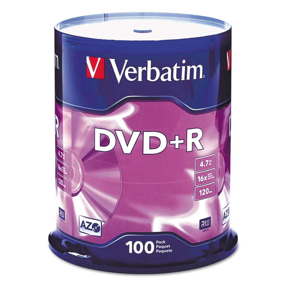 Verbatim 4.7 GB DVDplusR Recordable Disc - Silver (100/Pack)