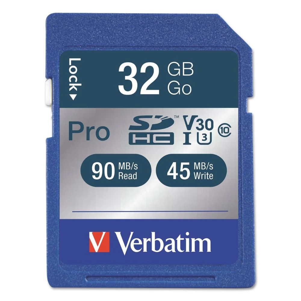 Verbatim 32GB UHS-I V30 U3 Class 10 Pro 600X SDHC Memory Card