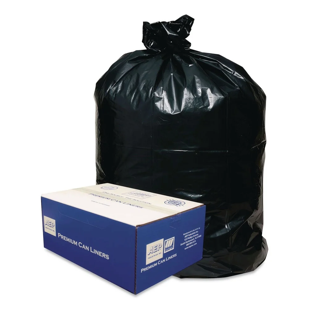 Classic 10 Gallon 0.6 mil 24 in. x 23 in. Linear Low-Density Can Liners - Black (25 Bags/Roll, 20 Rolls/Carton)