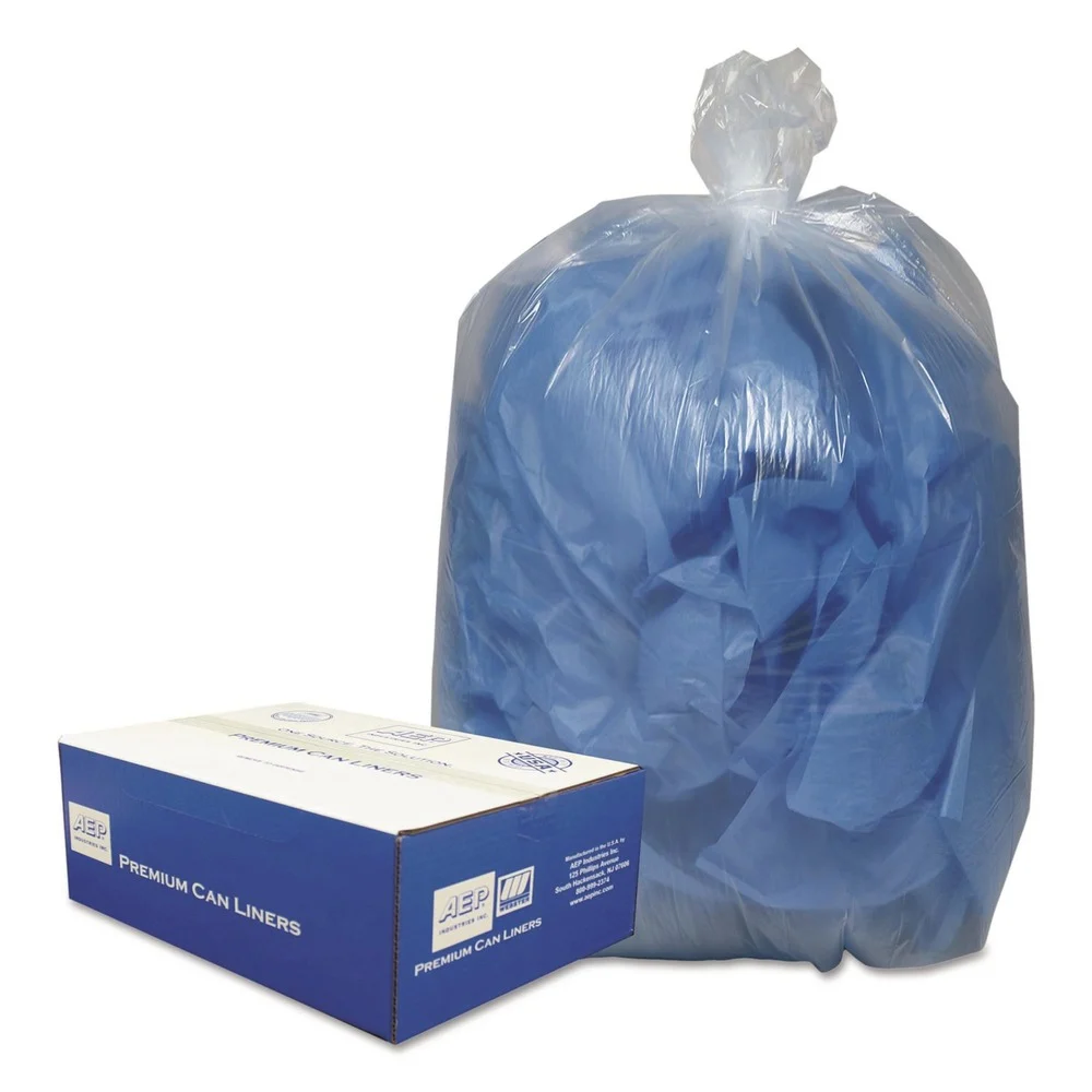 Classic Clear 60 Gallon 0.9 mil 38 in. x 58 in. Linear Low-Density Can Liners - Clear (10 Bags/Roll, 10 Rolls/Carton)