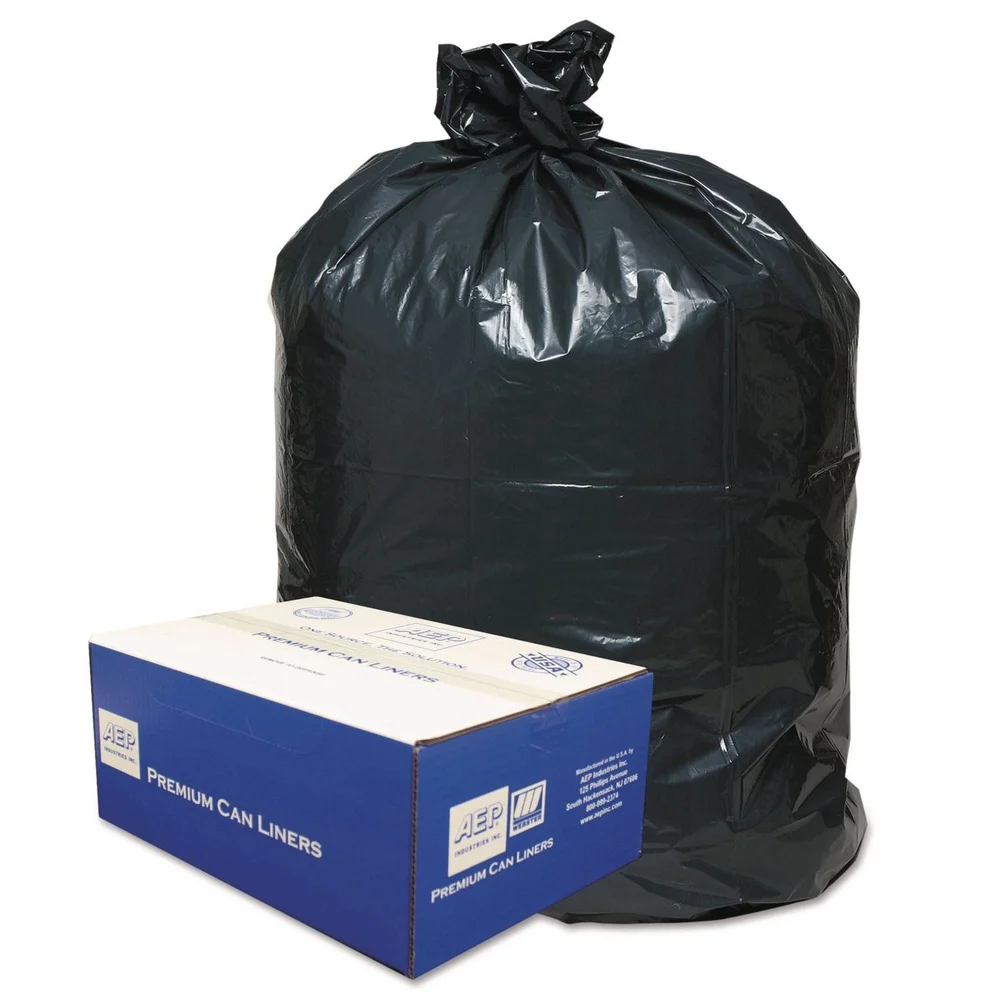 Classic 56 Gallon 0.9 mil 43 in. x 47 in. Linear Low-Density Can Liners - Black (100/Carton)