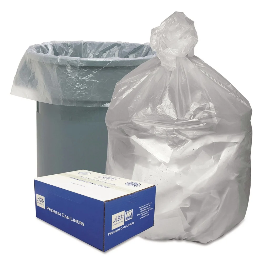 Good 'n Tuff 40 in. x 46 in. 45-Gallon 10 mic. Waste Can Liners - Natural (250/Carton)