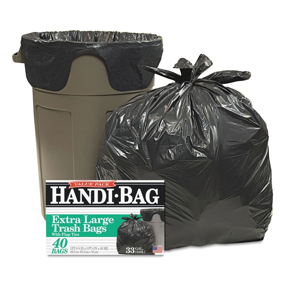 Handi-Bag 32.5 in. x 40 in. 0.65 mil 33 gallon Super Value Pack Can Liners - Black (40/Box)